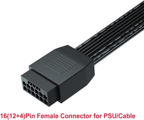 JOYJOM PCI-e 5.0 12VHPWR 16 دبوس محول الزاوية اليمنى أنثى إلى ذكر كابل تمديد، 16AWG 600W 12VHPWR 90 درجة محول لبطاقة الرسومات GPU 12+4pin RTX 3090Ti 4070Ti 4080 4090 (النوع B) in Kuwait