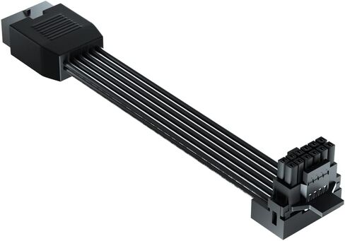 JOYJOM PCI-e 5.0 12VHPWR 16 دبوس محول الزاوية اليمنى أنثى إلى ذكر كابل تمديد، 16AWG 600W 12VHPWR 90 درجة محول لبطاقة الرسومات GPU 12+4pin RTX 3090Ti 4070Ti 4080 4090 (النوع B) in Kuwait