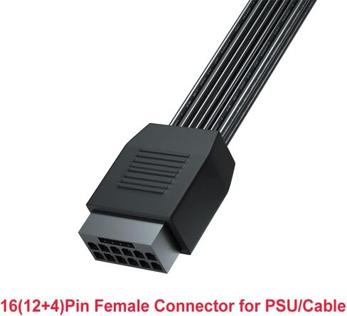 JOYJOM PCI-e 5.0 12VHPWR 16 دبوس محول الزاوية اليمنى أنثى إلى ذكر كابل تمديد، 16AWG 600W 12VHPWR 90 درجة محول لبطاقة الرسومات GPU 12+4pin RTX 3090Ti 4070Ti 4080 4090 (النوع B) in Kuwait