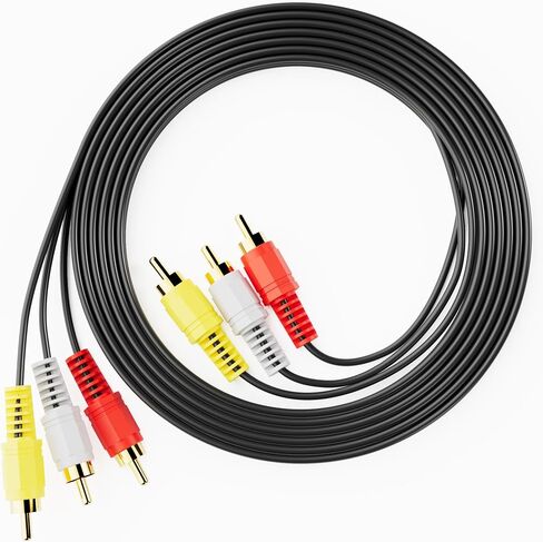Eanetf 3RCA Cable Audio Video 5ft Gold Plated for Home Theater - 1pcs | 3RCA male to male audio/video cable, 5ft, 24K gold plated, Pure copper core, For DVD/VCR/HDTV/home theater, Plug and play in Kuwait