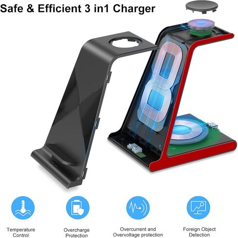 شاحن لاسلكي لسلسلة iPhone 13، محطة شحن iPhone متوافقة مع iPhone 13 12 11 Pro Max Mini XS SE 8، شاحن iWatch لساعة Apple Watch 7 SE 6 5 4 3 2 1، Airpods الجيل الثالث/Airpods Pro in Kuwait