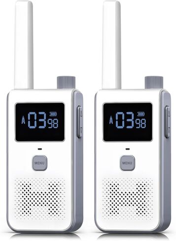 Walkie talkies, AIKTUPSY Long Range Two Way Radio 2 Pack with 22 FRS Channels, Walkie Talkie Long Range with VOX Talking Belt Clip for Outdoor Hiking Climbing Fishing - White in Kuwait