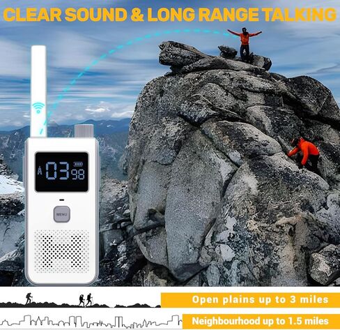 Walkie talkies, AIKTUPSY Long Range Two Way Radio 2 Pack with 22 FRS Channels, Walkie Talkie Long Range with VOX Talking Belt Clip for Outdoor Hiking Climbing Fishing - White in Kuwait