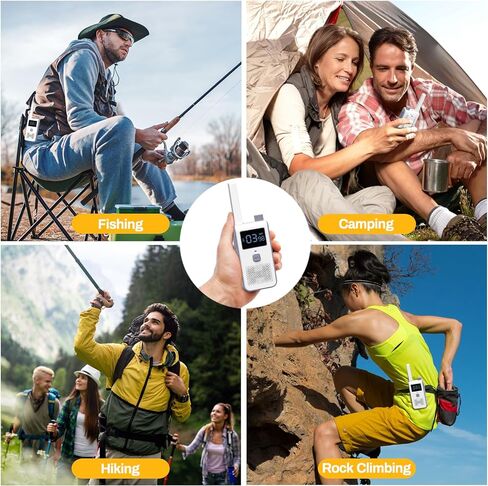 Walkie talkies, AIKTUPSY Long Range Two Way Radio 2 Pack with 22 FRS Channels, Walkie Talkie Long Range with VOX Talking Belt Clip for Outdoor Hiking Climbing Fishing - White in Kuwait