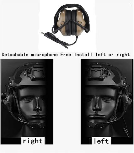 Tactical Shooting Headset + with U94 PTT 2pin with ARC Rail Adapter Noise Reduction & Sound Pickup Ear Protection (Tan) in Kuwait