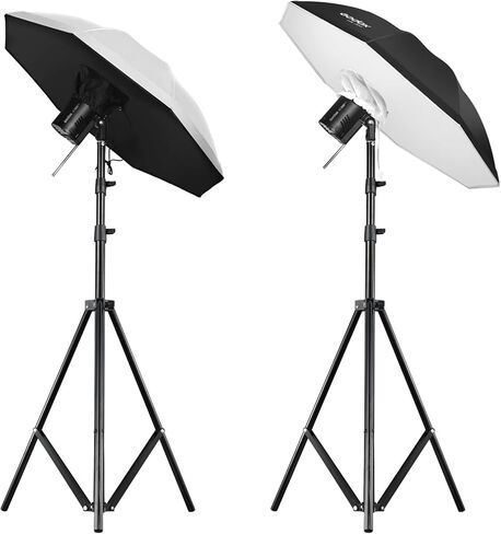 غودوكس مظلة ناعمة عاكسة مع غطاء موزع 85 سم 33.4 انش اسود فضي وشفاف مع حامل اضاءة 2 × 2 متر 2 × دعامة من النوع E 2 × شنطة حمل لاستوديو التصوير الفوتوغرافي in Kuwait