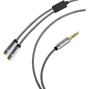 DUKABEL كابل مقسم سماعة رأس طويل (4 أقدام / 1.2 متر) محمي بأربعة أقطاب TRRS 3.5 Y محول سماعة رأس ثنائي الاتجاه أنثى إلى ذكر صوت ستيريو / نايلون كريستال مضفر / مطلي بالذهب عيار 24 قيراط / 99.99٪ 4N OFC in Kuwait