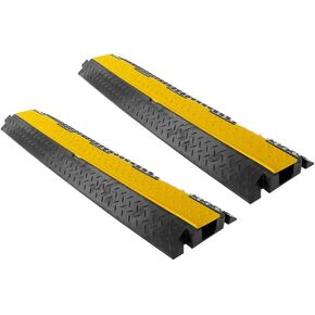 Pyle Cable Protector Floor Cover Ramp - 1 Channel Cable Protector Rubber Floor Cord Concealer - Heavy Duty Cable Protector Wire/Hose/Pipe Hider Driveway Protective Covering Armor - PCBLCO102X2 (Pair)