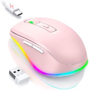 PEIOUS Wireless Mouse Jiggler - LED Wireless Mice with Build-in Mouse Mover, Rechargeable Moving Mouse for Laptop with Undetectable Random Movement Keeps Computers Awake - Purple in Kuwait