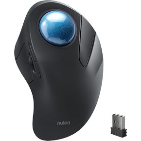 Nulea M505A Wireless Trackball Mouse Ergonomic 44mm Index Finger Control | Rechargeable rollerball mouse with 5 DPI levels,Bluetooth connection,smooth tracking,compatible with PC Mac Windows-Blue in Saudi Arabia