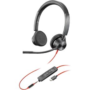 Poly Blackwire 3325 Wired Headset (Plantronics) – Flexible Microphone Boom – Hi-fi Stereo - Connect to PC/Mac/Mobile via USB-C, USB-A, or 3.5 mm - Works with Teams, Zoom - Amazon Exclusive