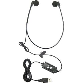 ECS WordHear-O 3.5mm Transcription Headset, Under Chin Style | In-line Stereo/Mono & Volume, 10' Cord, Clothing Clip, 3 Extra Pair Sponges, Compatible with 3.5 mm plug PC and Transcribers in Kuwait