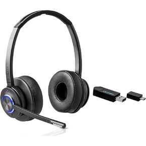 Leitner LH475XL – Extra Comfort and Focus with XL Earpad – Wireless Computer Headset with Microphone – DECT USB Dongle Headset for Softphone, Computer, Laptop, and Tablet