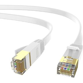 كابل إيثرنت LEKVKM Cat 6 بطول 50 قدم كابل إنترنت RJ45 عالي السرعة للدعم الداخلي والخارجي لشبكة CAT6 الصلبة والنحيفة والمسطحة باللون الأسود للكمبيوتر الشخصي