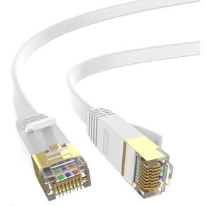 LEKVKM Cat 6 Ethernet Cable 50 ft High Speed RJ45 Internet Cable for Outdoor & Indoor Support CAT6 Network Solid Slim Flat Black Computer LAN for PC in Kuwait