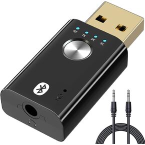 YamPort 4 in 1 USB Bluetooth 5.1 Transmitter Receiver for TV, Portable Wireless Bluetooth Adapter with Microphone, 3.5mm Jack Audio Bluetooth Transmitter for PC, Sound Card, Car, Headphones, Speakers in Saudi Arabia