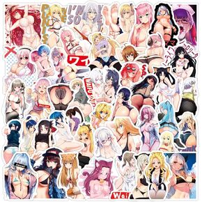 52pcs Sexy Girl Ahegao Stickers for Adults, Anime Lust Face Stickers Decals, Waifu Hot Girl Waterproof Vinyl Sticker for Water Bottle Laptop Phone Case Bumper