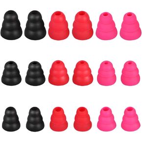 Earbud Tips Earbud Covers Triple Flange Ear Tip, 9 Pairs S/M/L Size Triple Flange Noise Isolate Silicone Cushion Ear Bud Tips with 3.8mm Connector Hole, Fit for Most in Ear Earphone