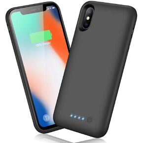 QTshine Battery Case for iPhone X/XS/10, Newest [6500mAh] Protective Portable Charging Case Rechargeable Extended Battery Pack for Apple iPhone X/XS/10(5.8') Backup Power Bank Cover - Rose Gold