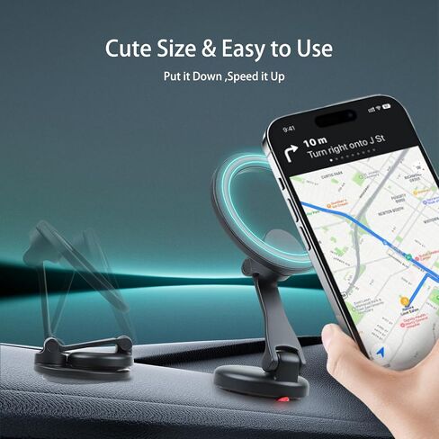 Fits MagSafe Car Mount for Universal Dashboard & Tesla Screen Zinc Alloy Foldable Hands-Free iPhone Car Mount Super Stable Car Mount for iPhone 15 Pro Max 14 13 12&All Phones in Kuwait