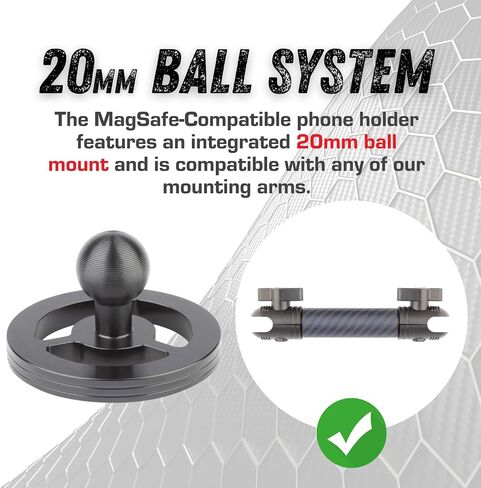 حامل الهاتف الخلوي المغناطيسي Bulletpoint Dash Mount متوافق مع هواتف iPhone الذكية MagSafe - كرة مرفقة 20 مم (0.787 بوصة) (حامل MagSafe فقط) in Kuwait