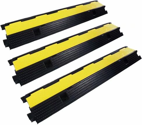 Rubber Cable Ramp Cord Cover Cable Protector Ramps Wire Hose Protective 2 Channel 22000Lbs Load Capacity Traffic Speed Bump for Asphalt Concrete Gravel Driveway Indoor Outdoor, 1 Pack in Kuwait