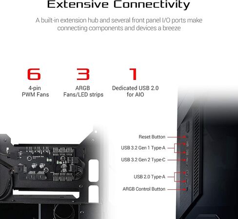 اسس صندوق العاب روج Z11 ميني-ITX/DTX بتصميم امالة 11 درجة حاصل على براءة اختراع، متوافق مع مزود طاقة ايه تي اكس، 3 فتحات، منفذ USB 3.2 الجيل الثاني نوع C، 2 × USB 3.2 الجيل الاول نوع ايه وزر تحكم ARGB in Saudi Arabia