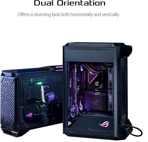 اسس صندوق العاب روج Z11 ميني-ITX/DTX بتصميم امالة 11 درجة حاصل على براءة اختراع، متوافق مع مزود طاقة ايه تي اكس، 3 فتحات، منفذ USB 3.2 الجيل الثاني نوع C، 2 × USB 3.2 الجيل الاول نوع ايه وزر تحكم ARGB in Saudi Arabia