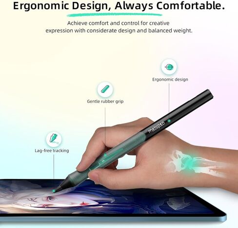 Metapen D1 iPad Pencil for Apple iPad 10th/9th丨Ergonomic Grip & App Control丨iPad Stylus Pen for iPad Air 5/4/3, iPad Pro 11" 1~4th & 12.9" 3rd, Replace for Apple Pen 1st/2nd Gen Digital Art Starters in Kuwait