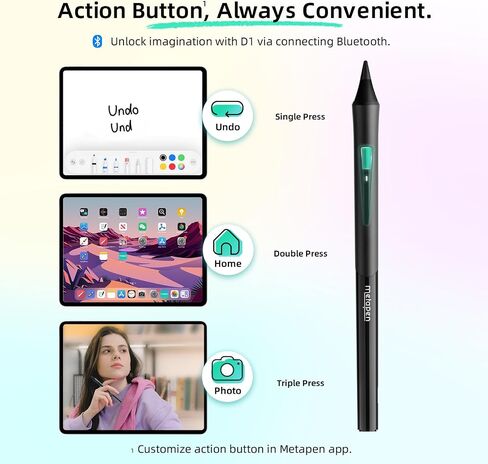 Metapen D1 iPad Pencil for Apple iPad 10th/9th丨Ergonomic Grip & App Control丨iPad Stylus Pen for iPad Air 5/4/3, iPad Pro 11" 1~4th & 12.9" 3rd, Replace for Apple Pen 1st/2nd Gen Digital Art Starters in Kuwait