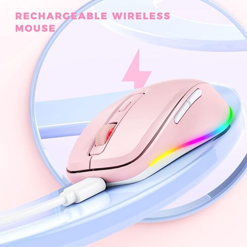 PEIOUS Wireless Mouse Jiggler - LED Wireless Mice with Build-in Mouse Mover, Rechargeable Moving Mouse for Laptop with Undetectable Random Movement Keeps Computers Awake - Purple in Kuwait