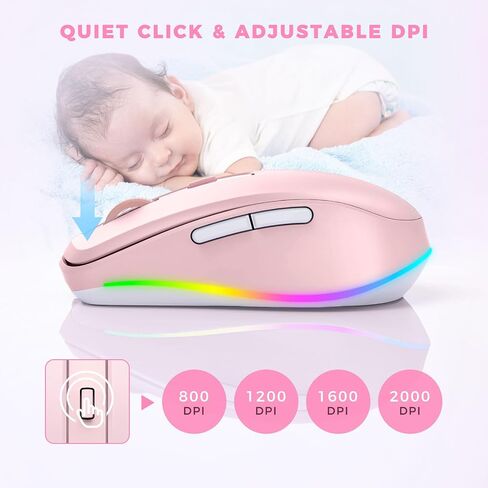 PEIOUS Wireless Mouse Jiggler - LED Wireless Mice with Build-in Mouse Mover, Rechargeable Moving Mouse for Laptop with Undetectable Random Movement Keeps Computers Awake - Purple in Kuwait