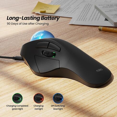 Nulea M505A Wireless Trackball Mouse Ergonomic 44mm Index Finger Control in Saudi Arabia