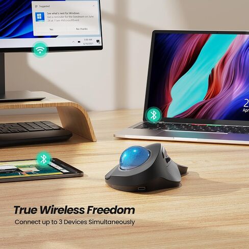 Nulea M505A Wireless Trackball Mouse Ergonomic 44mm Index Finger Control in Saudi Arabia