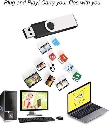 JUANWE 128GB محرك فلاش USB 2 حزمة 128GB محرك الإبهام المحمولة USB 2.0 تخزين عصا الذاكرة لأجهزة الكمبيوتر USB محرك القلم مع تصميم استدارة-أسود in Kuwait