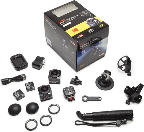 Kodak PIXPRO SP360 4K Dual Pro Pack VR Camera | 4K UHD Video, 12MP BSI-CMOS, Dual Camera Base Mount, RF Remote, Selfie Stick, Suction Mount, Wi-Fi and NFC in Saudi Arabia