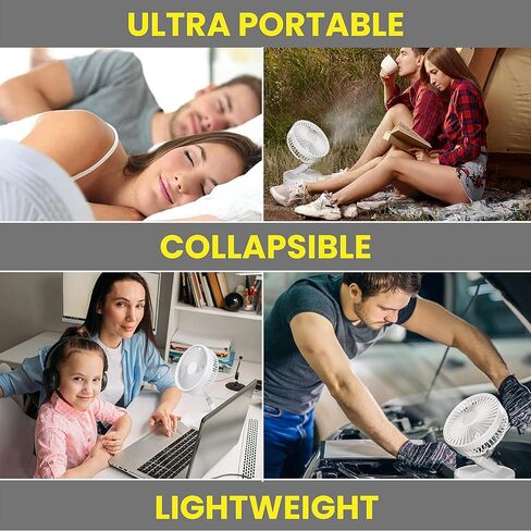 My Foldaway Fan Mini Desktop Fan | Ultra-Portable Lightweight Compact Tabletop Fan | Extends up to 12" | 2 Speed Modes | Uses AA Batteries or USB Power Wire | Desk Fan, Nightstand Use | Whisper Quiet in Saudi Arabia