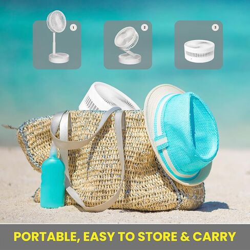 My Foldaway Fan Mini Desktop Fan | Ultra-Portable Lightweight Compact Tabletop Fan | Extends up to 12" | 2 Speed Modes | Uses AA Batteries or USB Power Wire | Desk Fan, Nightstand Use | Whisper Quiet in Saudi Arabia