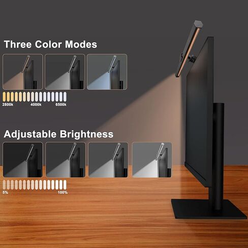 Vunvooker Computer Monitor Light Bar,E-Reading LED Lamp for Curved/Flat Screen with USB Powered,Touch Sensor,Adjustable 3 Color Temperature,Dimmable Monitor Lamp for Desk/Office/Home,15.7 inch,Black in Kuwait
