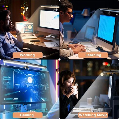 Vunvooker Computer Monitor Light Bar,E-Reading LED Lamp for Curved/Flat Screen with USB Powered,Touch Sensor,Adjustable 3 Color Temperature,Dimmable Monitor Lamp for Desk/Office/Home,15.7 inch,Black in Kuwait