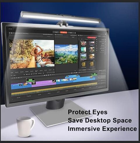 Vunvooker Computer Monitor Light Bar,E-Reading LED Lamp for Curved/Flat Screen with USB Powered,Touch Sensor,Adjustable 3 Color Temperature,Dimmable Monitor Lamp for Desk/Office/Home,15.7 inch,Black in Kuwait