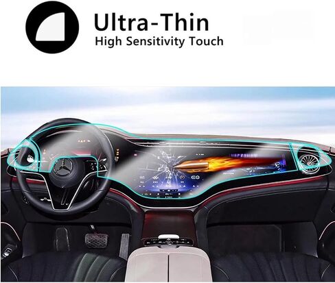 SATIS Screen Protector Compatible with 2023 EQS580 MBUX Hyperscreen 17.7-inch Central Display 12.3-inch Front Passenger Display，Anti Scratch,Bubble Free,9H Hardness TPU Film in Saudi Arabia