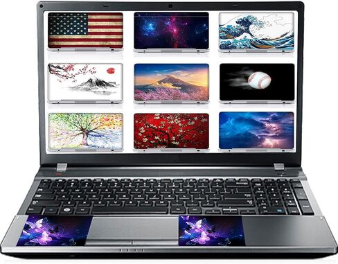 ملصقات زخرفية لغطاء الكمبيوتر المحمول من Meffort Inc، تناسب أجهزة الكمبيوتر المحمول حتى 15.6 بوصة (تتضمن وسادتي معصم) - دوامة ذهبية in Kuwait