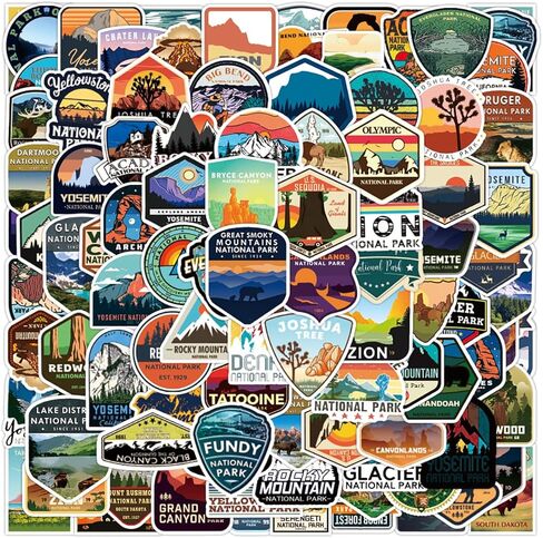 100 Pcs National Park Stickers Outdoor Travel Hiking Nature Adventure Grand Canyon Luggage Stickers for Suitcases Car Bumper Luggage, Laptop, Water Bottle Stickers in Kuwait