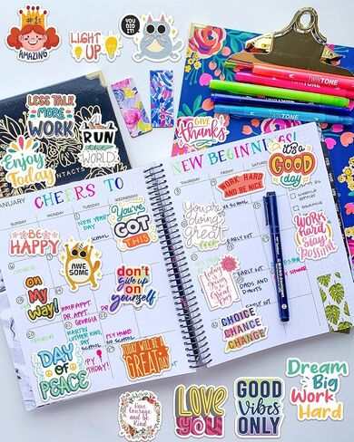 300 PCS Motivational & Positive Affirmation Sticker Pack – Inspirational Vinyl Quote Stickers for Teens, Adults & Teachers | Waterproof Decals for Water Bottles, Laptops, Journals & Scrapbooks in Kuwait