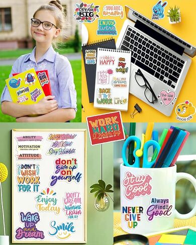 300 PCS Motivational & Positive Affirmation Sticker Pack – Inspirational Vinyl Quote Stickers for Teens, Adults & Teachers | Waterproof Decals for Water Bottles, Laptops, Journals & Scrapbooks in Kuwait