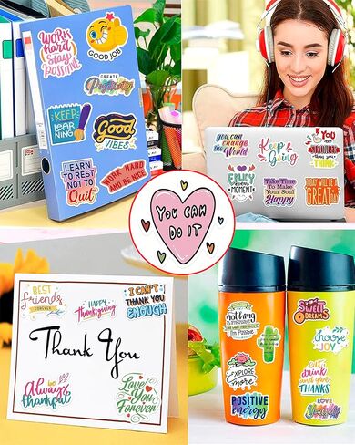 300 PCS Motivational & Positive Affirmation Sticker Pack – Inspirational Vinyl Quote Stickers for Teens, Adults & Teachers | Waterproof Decals for Water Bottles, Laptops, Journals & Scrapbooks in Kuwait