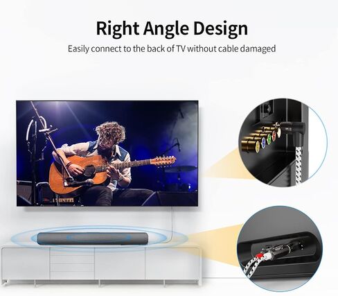 CableCreation 3.5 مم إلى كابل RCA، زاوية 3.5 مم ذكر إلى 2RCA ذكر مساعد صوت ستيريو Y مقسم مطلي بالذهب للهواتف الذكية، MP3، الأجهزة اللوحية، مكبرات الصوت، Echo Dot، المسرح المنزلي، HDTV، 10FT/3M in Kuwait
