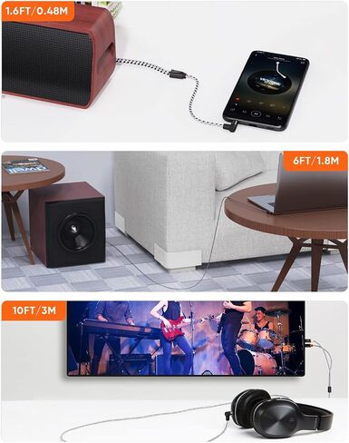 CableCreation 3.5 مم إلى كابل RCA، زاوية 3.5 مم ذكر إلى 2RCA ذكر مساعد صوت ستيريو Y مقسم مطلي بالذهب للهواتف الذكية، MP3، الأجهزة اللوحية، مكبرات الصوت، Echo Dot، المسرح المنزلي، HDTV، 10FT/3M in Kuwait
