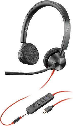 Poly Blackwire 3325 Wired Headset (Plantronics) – Flexible Microphone Boom – Hi-fi Stereo - PC/Mac/Mobile - Certified for Microsoft Teams - Amazon Exclusive in Kuwait